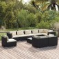 vidaXL Set de muebles de jardín 10 pzs y cojines ratán sintético negro vidaXL Set de muebles de jardín 10 pzs y cojines ratán sintético negro