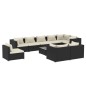 vidaXL Set de muebles de jardín 10 pzs y cojines ratán sintético negro vidaXL Set de muebles de jardín 10 pzs y cojines ratán sintético negro