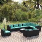 vidaXL Set de muebles de jardín 11 pzs y cojines ratán sintético negro vidaXL Set de muebles de jardín 11 pzs y cojines ratán sintético negro