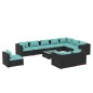 vidaXL Set de muebles de jardín 11 pzs y cojines ratán sintético negro vidaXL Set de muebles de jardín 11 pzs y cojines ratán sintético negro