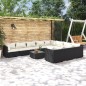 vidaXL Set de muebles de jardín 11 pzas cojines ratán sintético negro vidaXL Set de muebles de jardín 11 pzas cojines ratán sintético negro