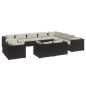 vidaXL Set de muebles de jardín 12 pzas cojines ratán sintético negro