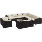 vidaXL Set de muebles de jardín 12 pzas cojines ratán sintético negro vidaXL Set de muebles de jardín 12 pzas cojines ratán sintético negro