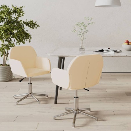 vidaXL Sillas de comedor giratorias 2 unidades tela color crema