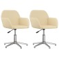 vidaXL Sillas de comedor giratorias 2 unidades tela color crema vidaXL Sillas de comedor giratorias 2 unidades tela color crema