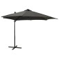 vidaXL Sombrilla voladiza con poste y luces LED gris antracita 300 cm vidaXL Sombrilla voladiza con poste y luces LED gris antracita 300 cm