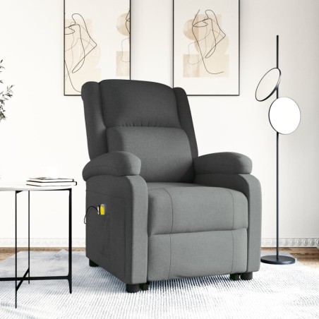 vidaXL Sillón de masaje elevable tela gris oscuro