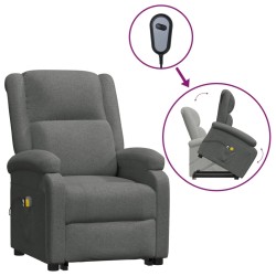 vidaXL Sillón de masaje elevable tela gris oscuro
