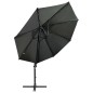 vidaXL Sombrilla voladiza con poste y luces LED gris antracita 300 cm vidaXL Sombrilla voladiza con poste y luces LED gris antracita 300 cm