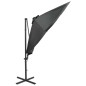 vidaXL Sombrilla voladiza con poste y luces LED gris antracita 300 cm vidaXL Sombrilla voladiza con poste y luces LED gris antracita 300 cm