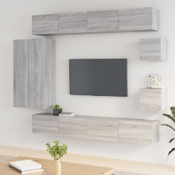 vidaXL Set de muebles de TV 8 pzas madera contrachapada gris sonoma