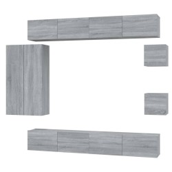 vidaXL Set de muebles de TV 8 pzas madera contrachapada gris sonoma