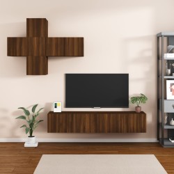vidaXL Set de muebles de TV 7 pzas madera contrachapada marrón roble