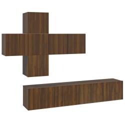 vidaXL Set de muebles de TV 7 pzas madera contrachapada marrón roble
