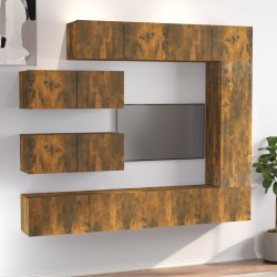 vidaXL Set de muebles de TV 7 pzas madera contrachapada roble ahumado