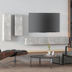 vidaXL Set de muebles de TV 4 pzas madera contrachapada gris hormigón