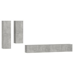 vidaXL Set de muebles de TV 4 pzas madera contrachapada gris hormigón