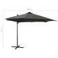 vidaXL Sombrilla voladiza con poste y luces LED gris antracita 300 cm vidaXL Sombrilla voladiza con poste y luces LED gris antracita 300 cm