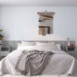 vidaXL Cabecero de cama y mesitas madera contrachapada gris Sonoma