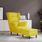 vidaXL Sillón orejero con taburete terciopelo amarillo mostaza vidaXL Sillón orejero con taburete terciopelo amarillo mostaza