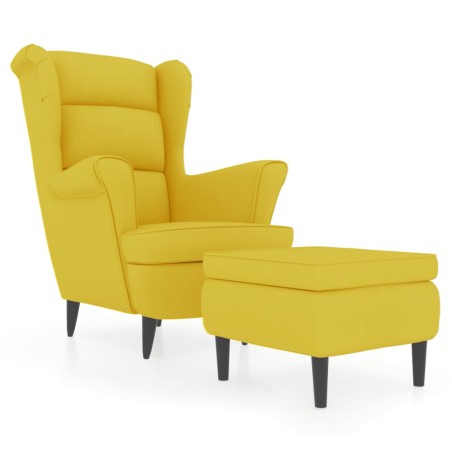 vidaXL Sillón orejero con taburete terciopelo amarillo mostaza