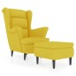 vidaXL Sillón orejero con taburete terciopelo amarillo mostaza vidaXL Sillón orejero con taburete terciopelo amarillo mostaza