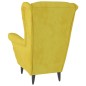 vidaXL Sillón orejero con taburete terciopelo amarillo mostaza vidaXL Sillón orejero con taburete terciopelo amarillo mostaza