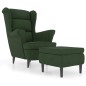 vidaXL Sillón orejero y taburete de terciopelo verde oscuro vidaXL Sillón orejero y taburete de terciopelo verde oscuro