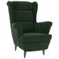 vidaXL Sillón orejero y taburete de terciopelo verde oscuro vidaXL Sillón orejero y taburete de terciopelo verde oscuro