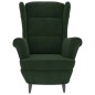 vidaXL Sillón orejero y taburete de terciopelo verde oscuro vidaXL Sillón orejero y taburete de terciopelo verde oscuro
