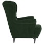 vidaXL Sillón orejero y taburete de terciopelo verde oscuro vidaXL Sillón orejero y taburete de terciopelo verde oscuro