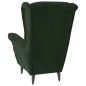 vidaXL Sillón orejero y taburete de terciopelo verde oscuro vidaXL Sillón orejero y taburete de terciopelo verde oscuro