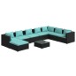 vidaXL Set de muebles de jardín 9 pzas y cojines ratán sintético negro