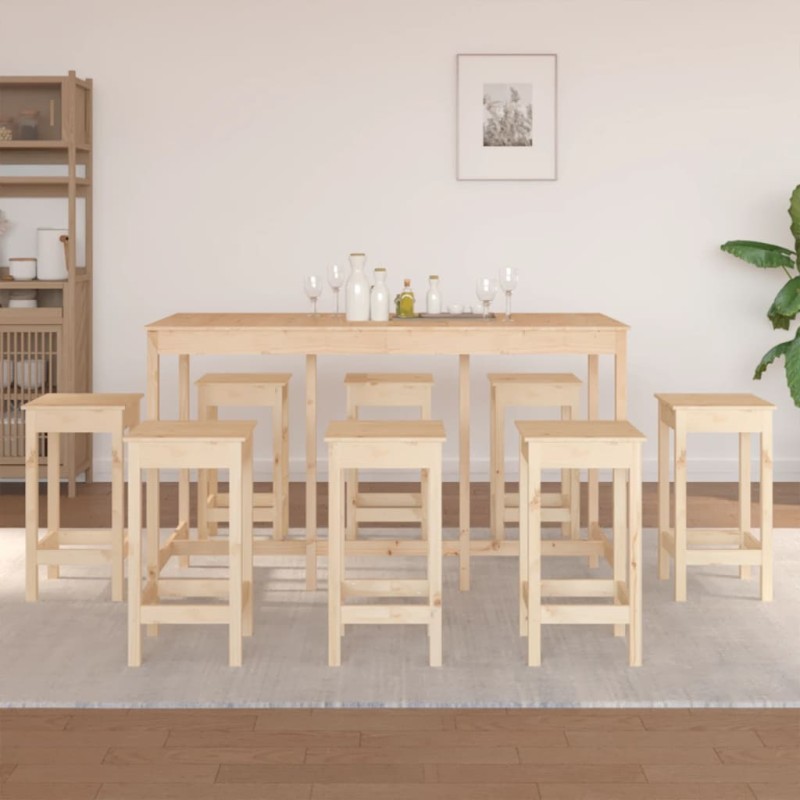 vidaXL Set de bar 9 piezas madera maciza de pino vidaXL Set de bar 9 piezas madera maciza de pino