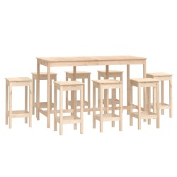 vidaXL Set de bar 9 piezas madera maciza de pino