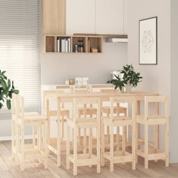 vidaXL Set de bar 9 piezas madera maciza de pino