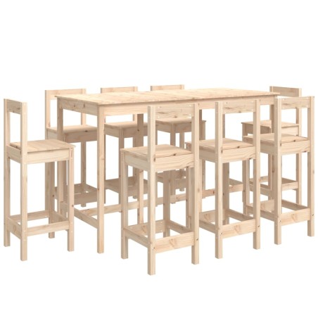 vidaXL Set de bar 9 piezas madera maciza de pino