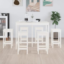 vidaXL Set de bar 7 piezas madera maciza de pino blanco