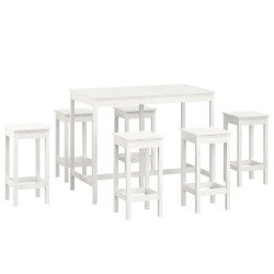 vidaXL Set de bar 7 piezas madera maciza de pino blanco