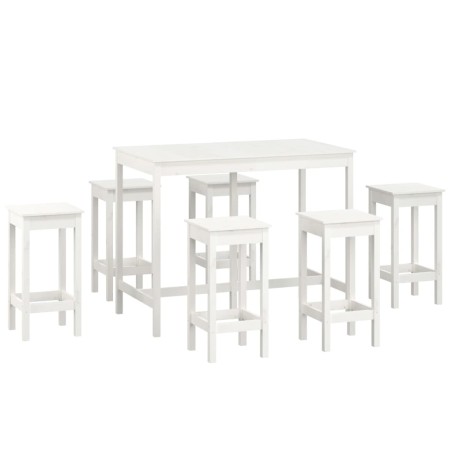 vidaXL Set de bar 7 piezas madera maciza de pino blanco