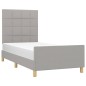 vidaXL Estructura de cama con cabecero de tela gris claro 90x190 cm vidaXL Estructura de cama con cabecero de tela gris claro 90x190 cm