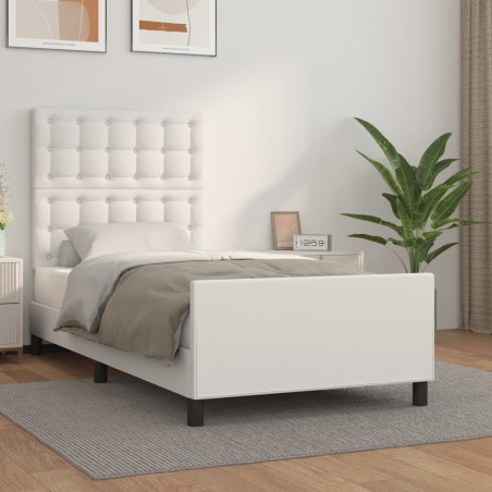 vidaXL Estructura de cama con cabecero cuero sintético blanco 80x200cm