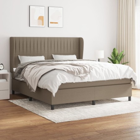 vidaXL Cama box spring con colchón tela gris taupe 160x200 cm