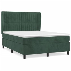 vidaXL Cama box spring con colchón terciopelo verde oscuro 140x190 cm
