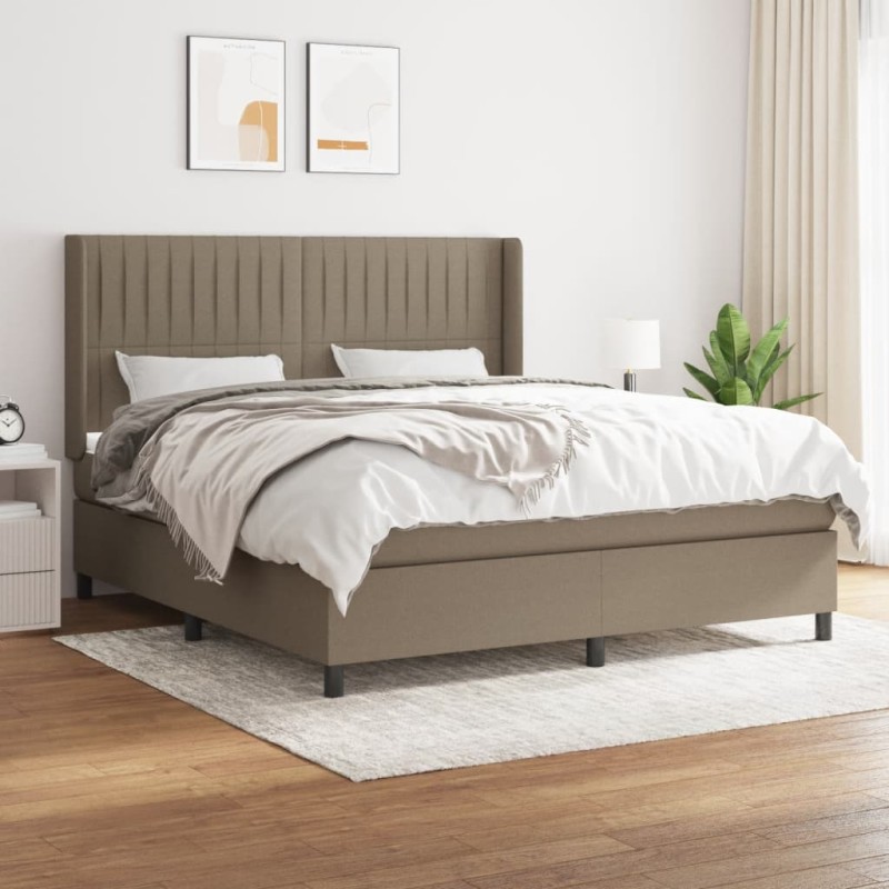 vidaXL Cama box spring con colchón tela gris taupe 160x200 cm vidaXL Cama box spring con colchón tela gris taupe 160x200 cm