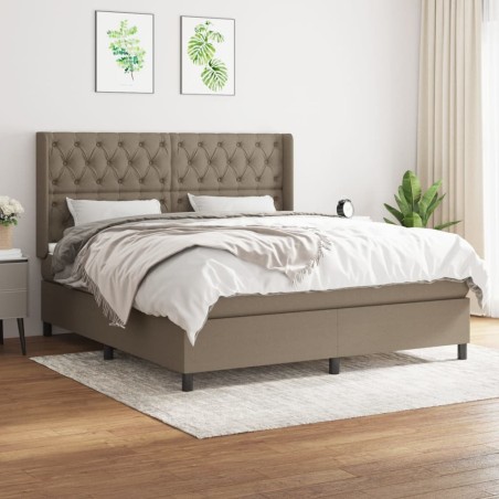 vidaXL Cama box spring con colchón tela gris taupe 160x200 cm
