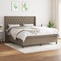 vidaXL Cama box spring con colchón tela gris taupe 160x200 cm
