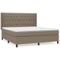 vidaXL Cama box spring con colchón tela gris taupe 160x200 cm