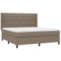 vidaXL Cama box spring con colchón tela gris taupe 160x200 cm