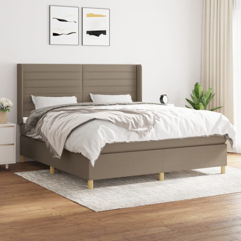 vidaXL Cama box spring con colchón tela gris taupe 160x200 cm vidaXL Cama box spring con colchón tela gris taupe 160x200 cm